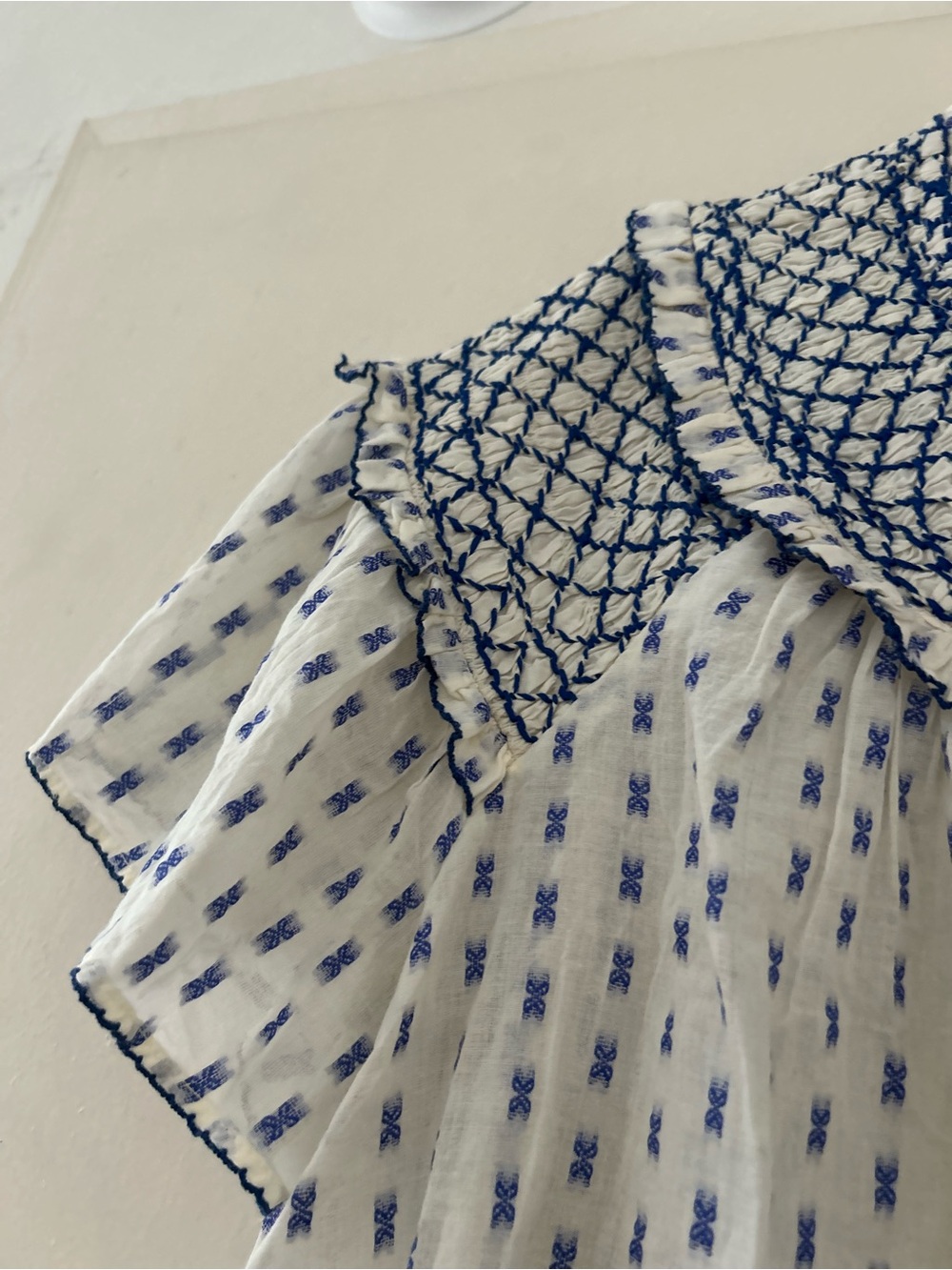Pilcro White Cotton Blouse with Blue Embroidery - Picture 7 of 10